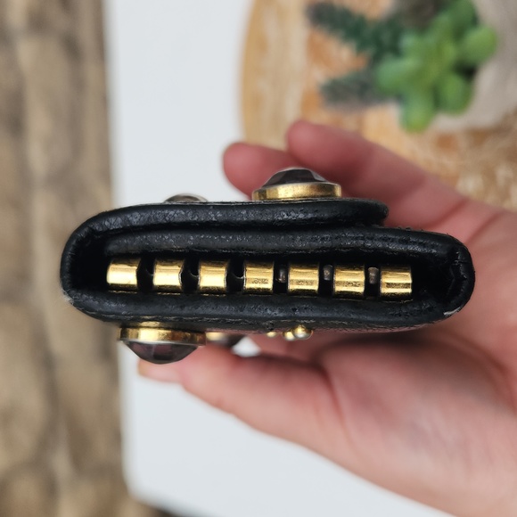 Miu Miu Pebbled Leather Jeweled & Studded Black Key Holder - Picture 8 of 13